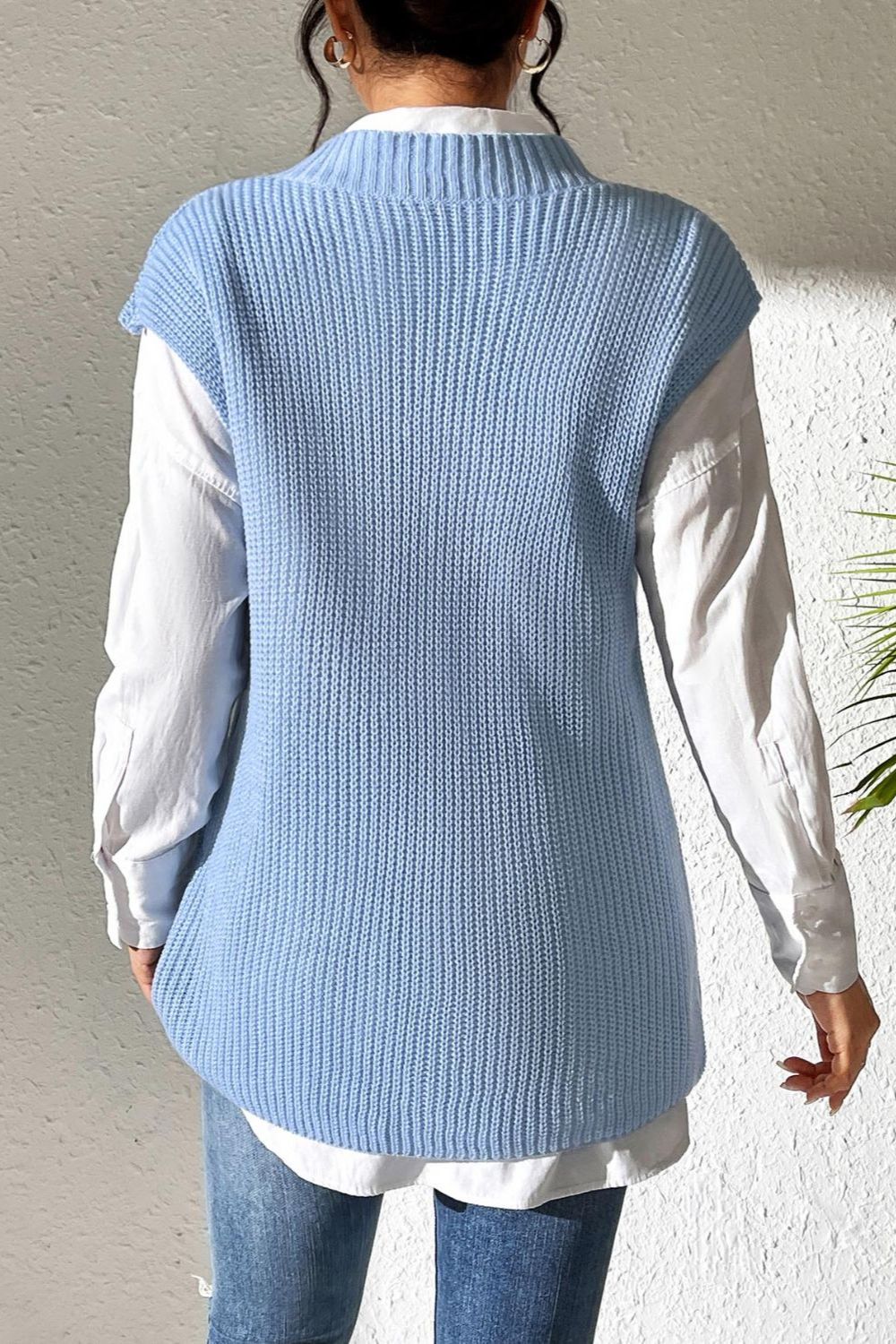 V-Neck Sweater Vest- 5 Colors (Light Blue, Chocolate, Black, Beige, Ivory)