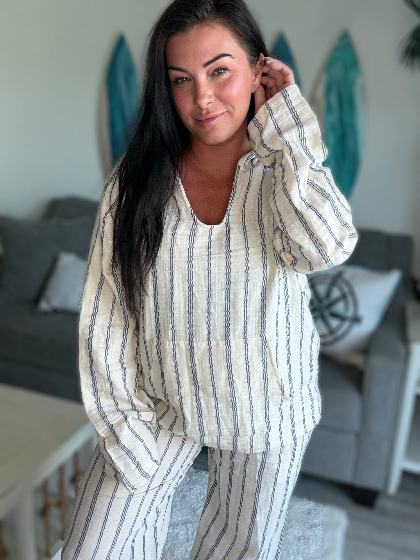 Sailor Stripe Baja Pullover s4567