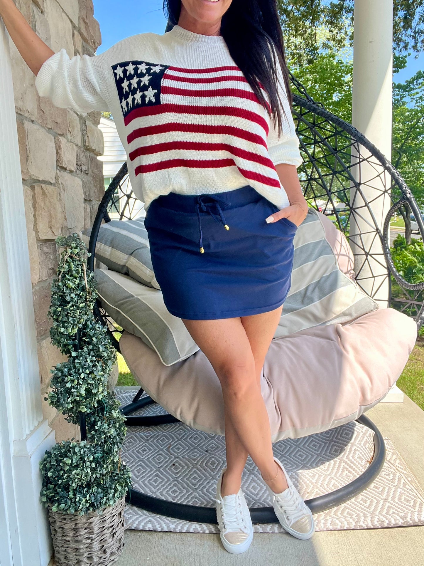 Navy Summer Skirt w/ Built in Shorts & Pockets