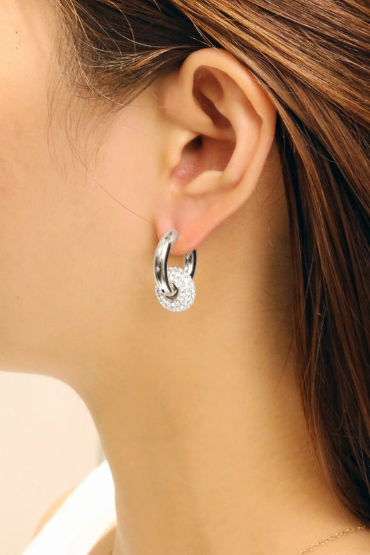 Silver 14K Double Delight Hoop Earrings