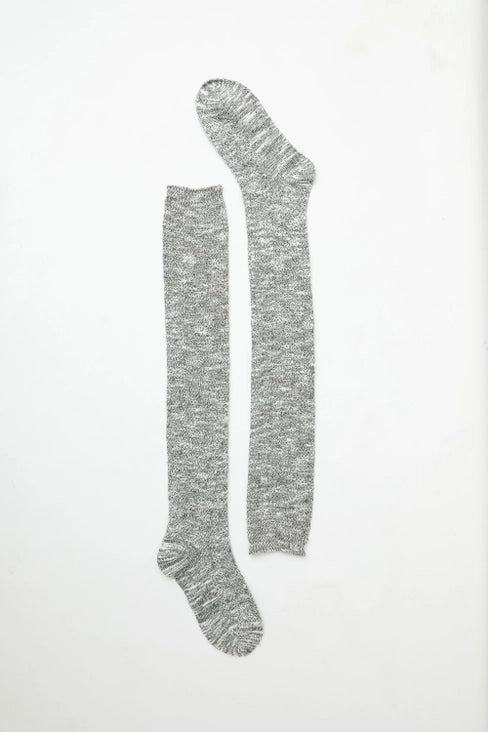 Speckled Knit Boot Socks- Gray