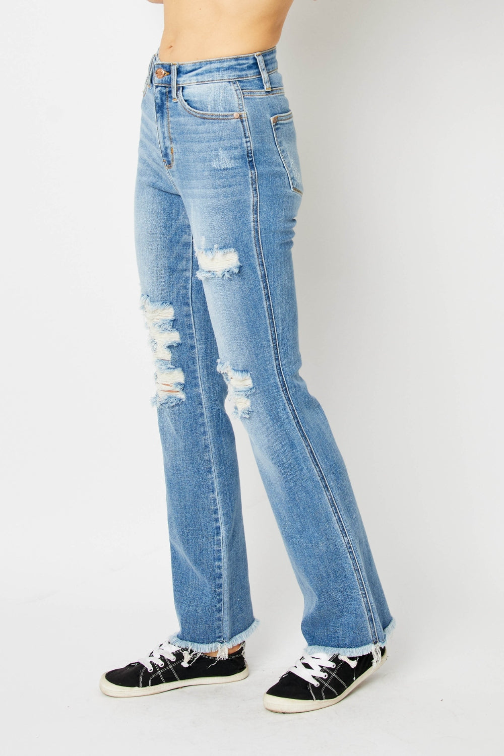 The Carrion- Distressed Raw Hem Bootcut Judy Blue Jeans