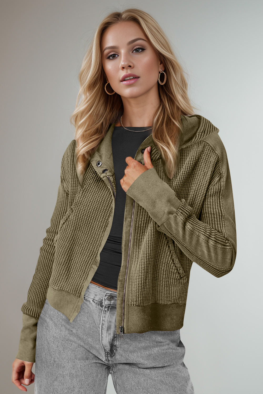 Let's Stay In Hooded Jacket- Olive