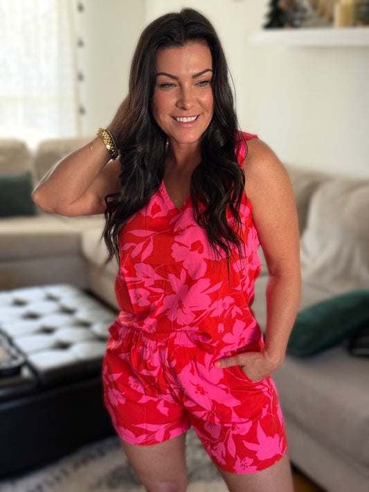 Tropical Days Shorts- Pink / Red JL187