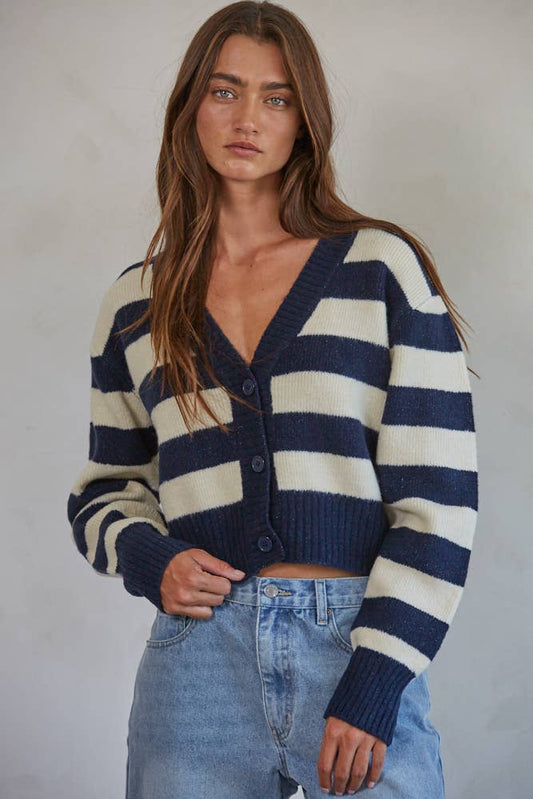 Artemis Button Up Cardigan- Navy