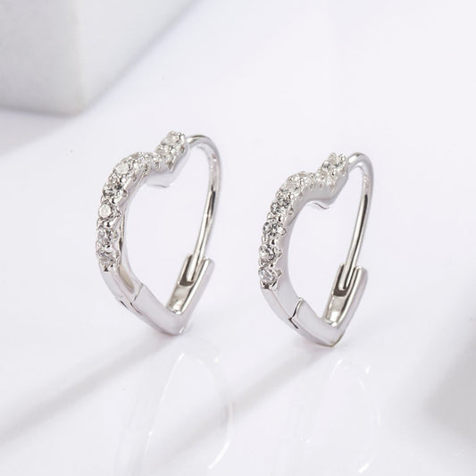 Sterling Silver Zircon Heart Shape Earrings