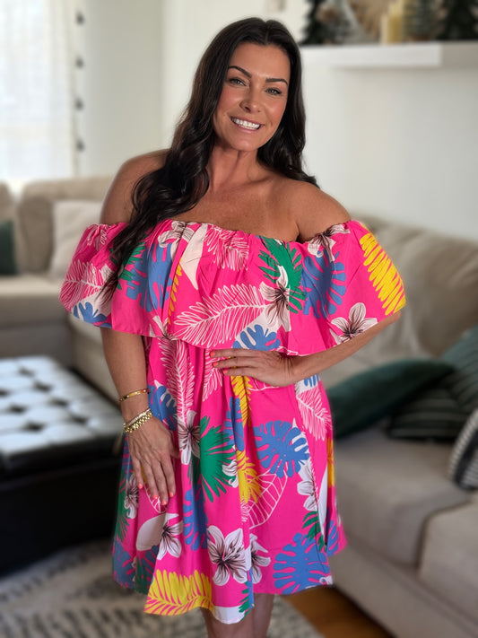 Islander Dress - Tropical Pink JLTT48