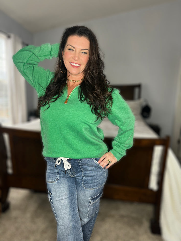 GIFT- New Obsession Vintage Pullover- Kelly Green