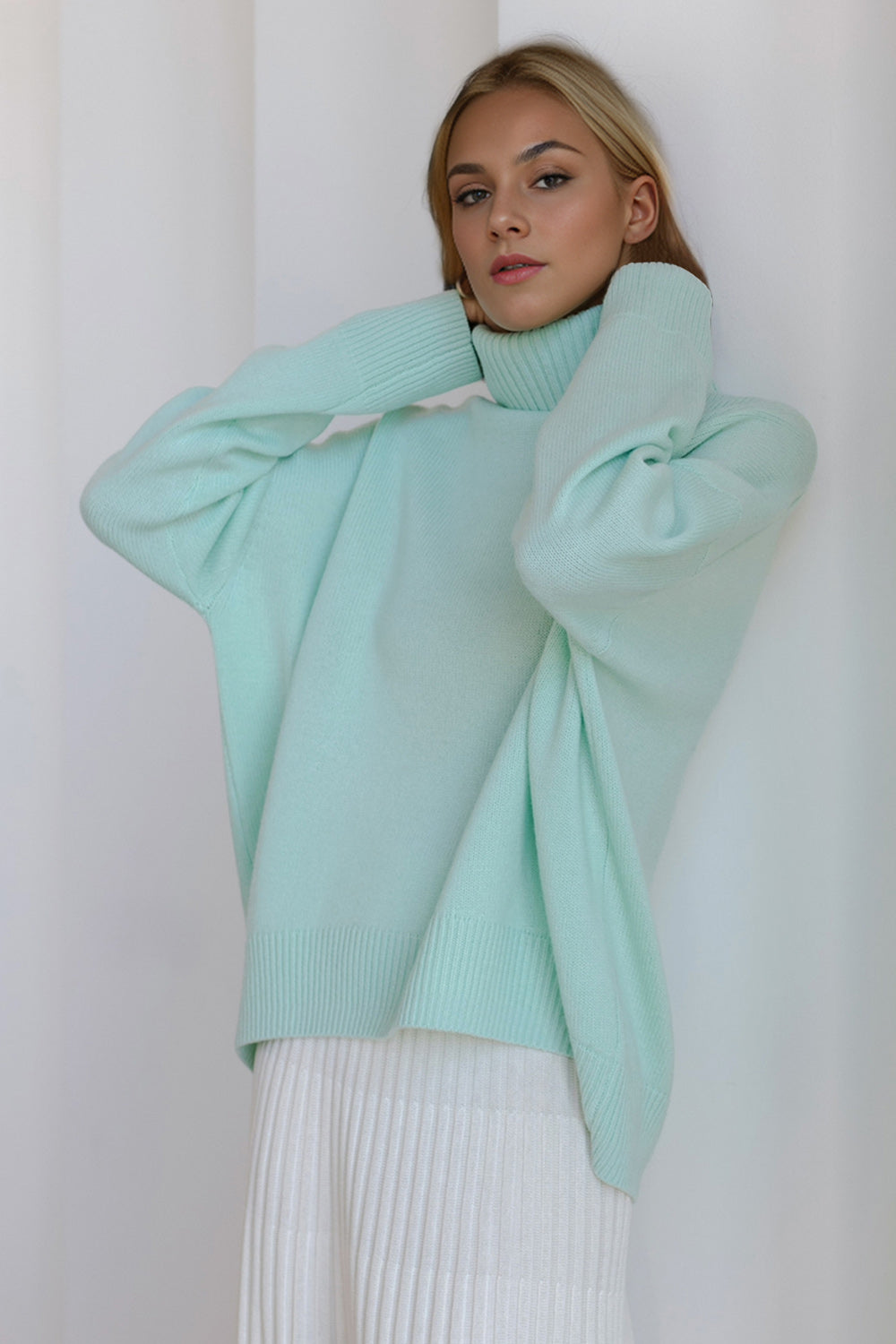 Turtleneck Dropped Shoulder Sweater- 12 Colors