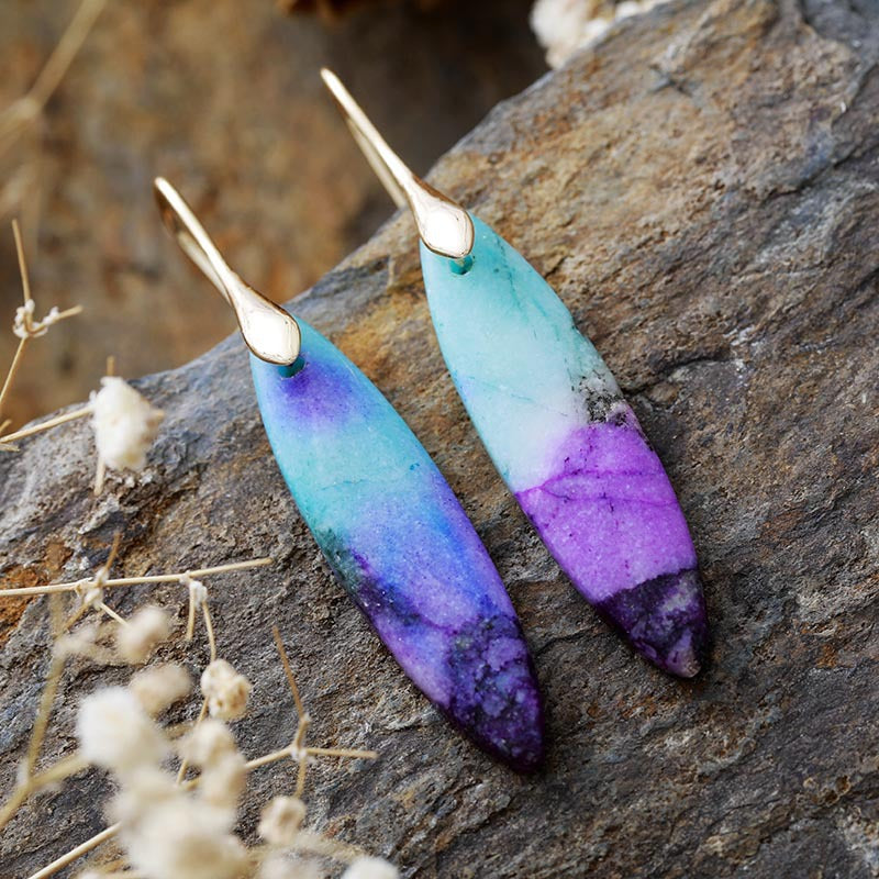 Copper & Natural Stone Earrings- 3 Colors (Blue, Green, Purple)