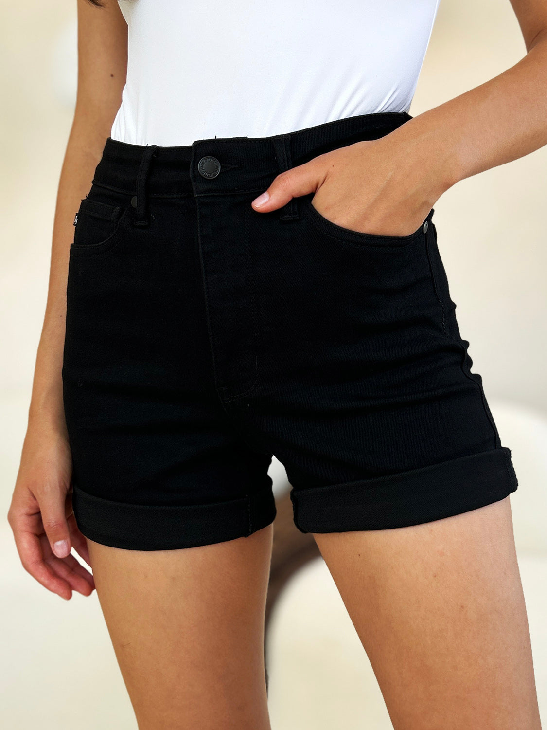 High Waist Tummy Control Cuffed Judy Blue Shorts