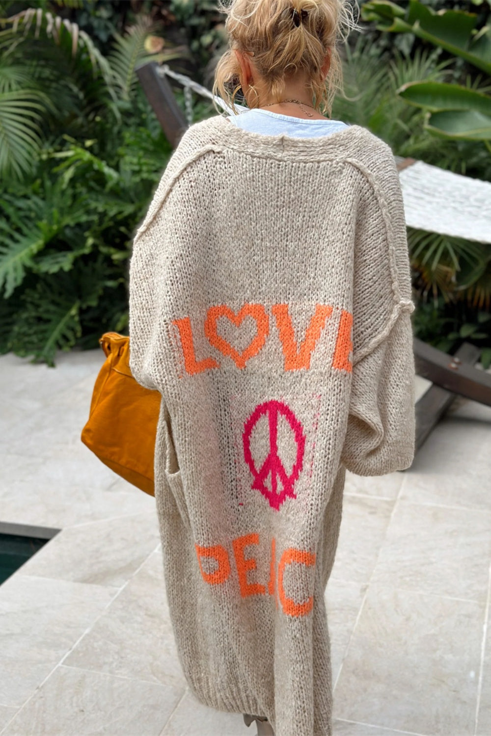 Love Peace Dropped Shoulder Cardigan