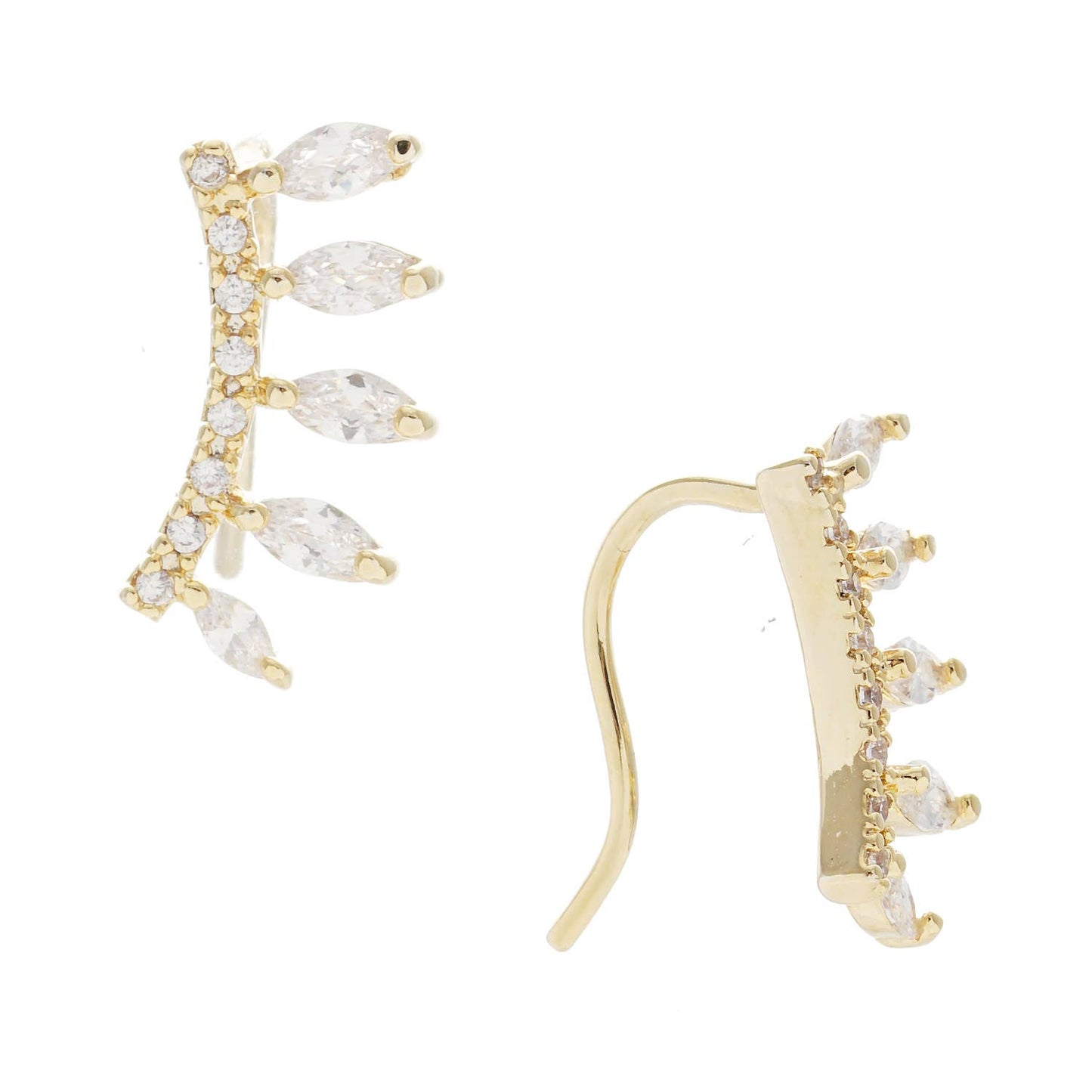 CZ Gold Dipped Ear Crawler: