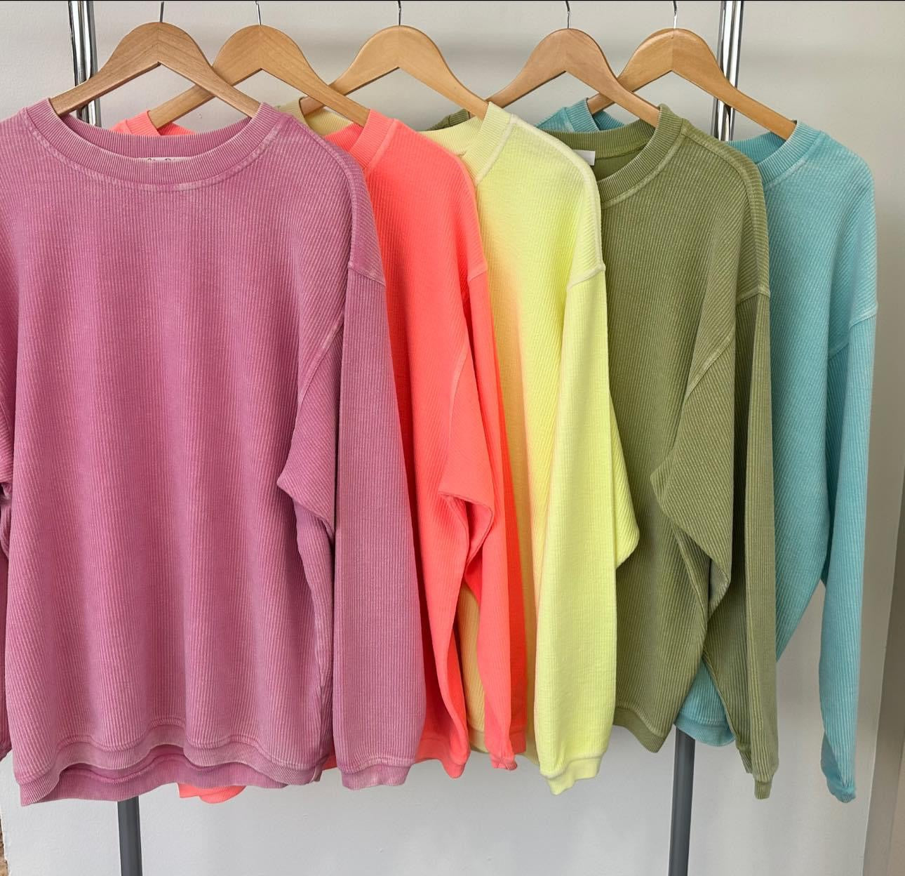 Fall Faves Ribbed Crewneck- Island Sunrise