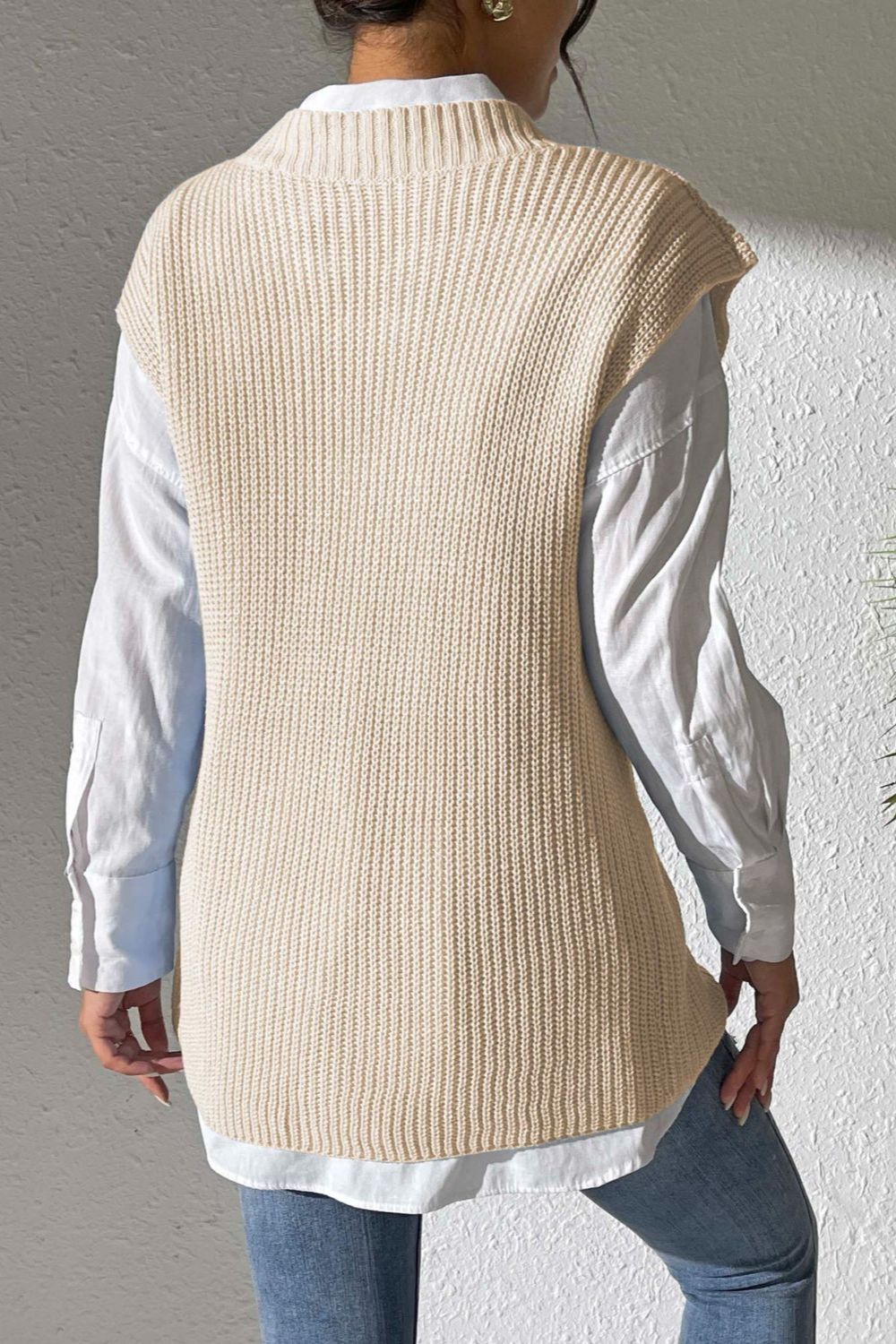 V-Neck Sweater Vest- 5 Colors (Light Blue, Chocolate, Black, Beige, Ivory)