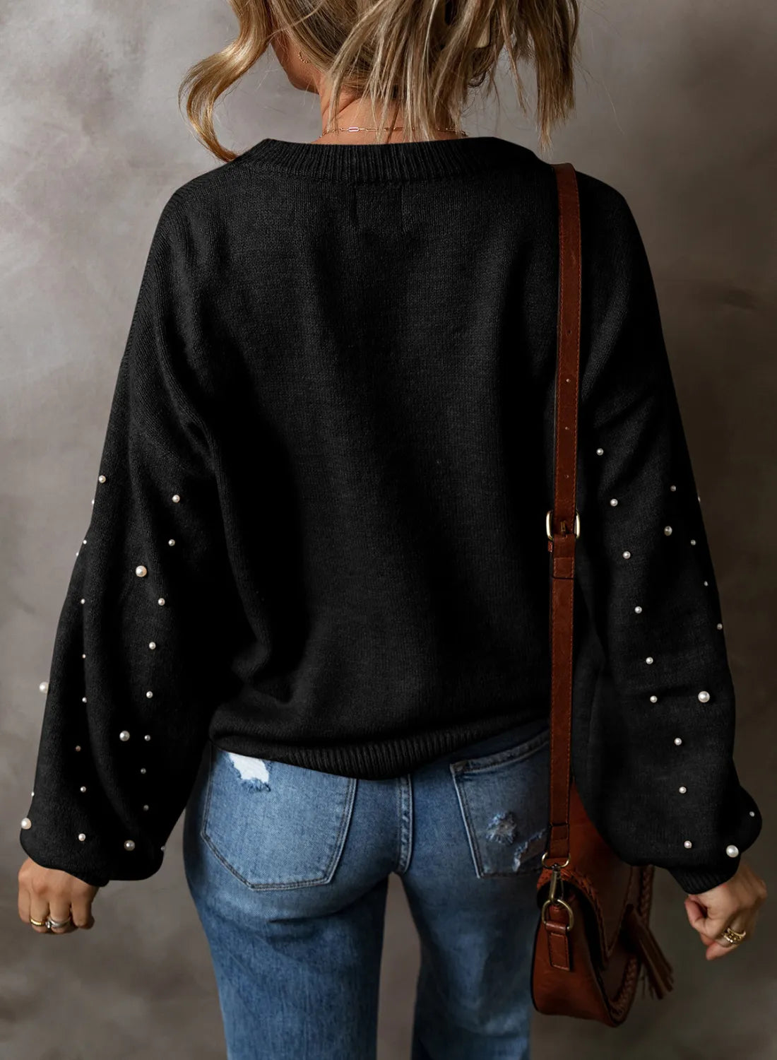 In the Details Pearl Sweater - 4 Colors - Black, Emerald, Mocha, Gray