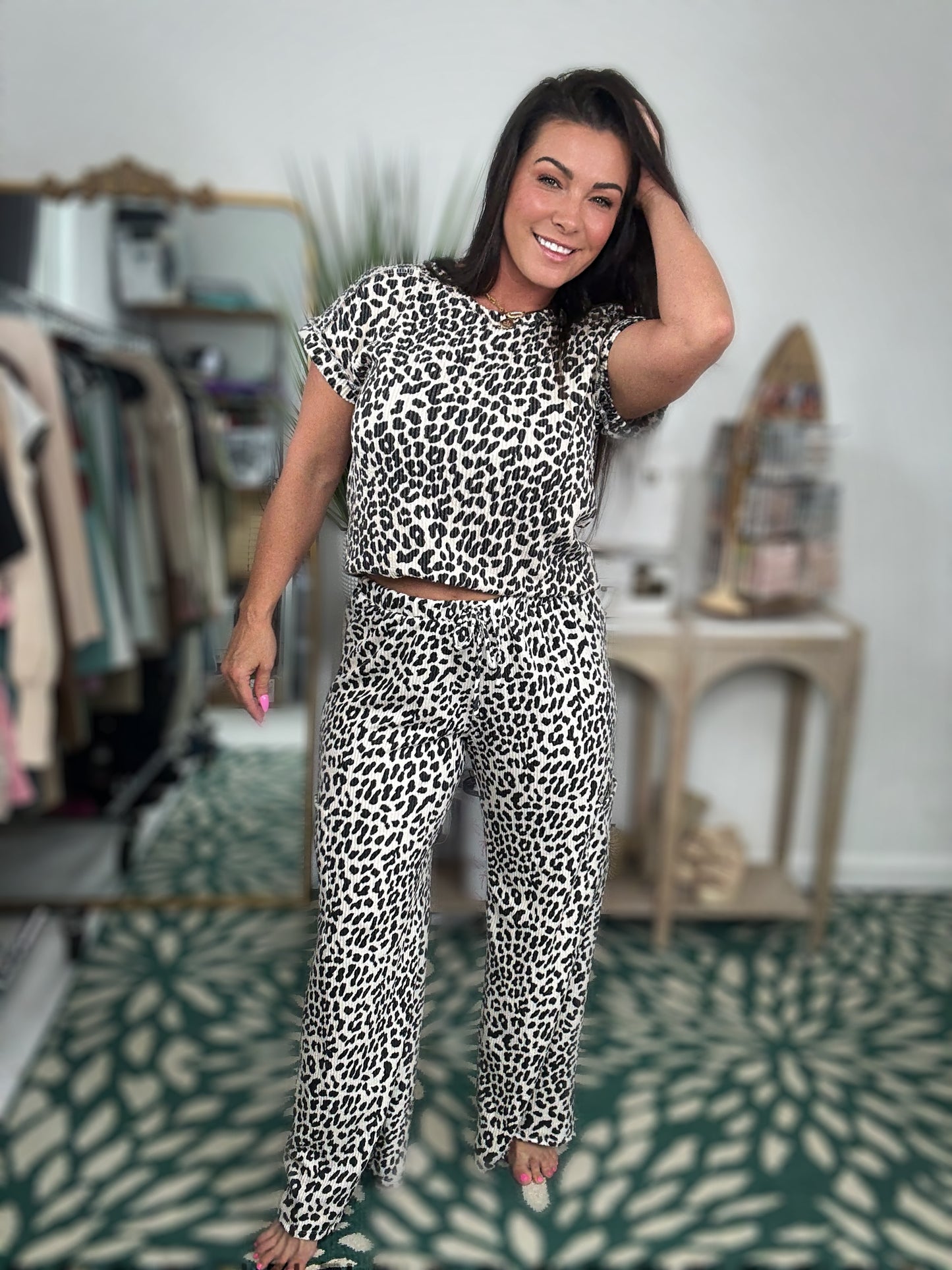 Beige leopard pants