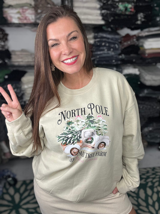 Vintage North Pole Crewneck- Cream