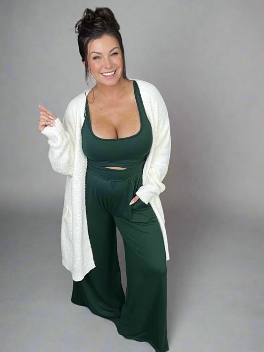 Tank Jumpsuit w/ Built in Bra- Hunter Green