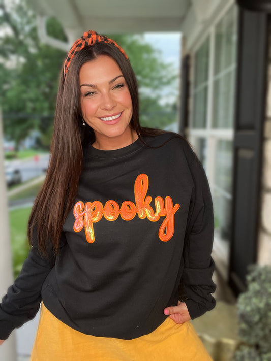 Black Spooky Patch Sweatshirt