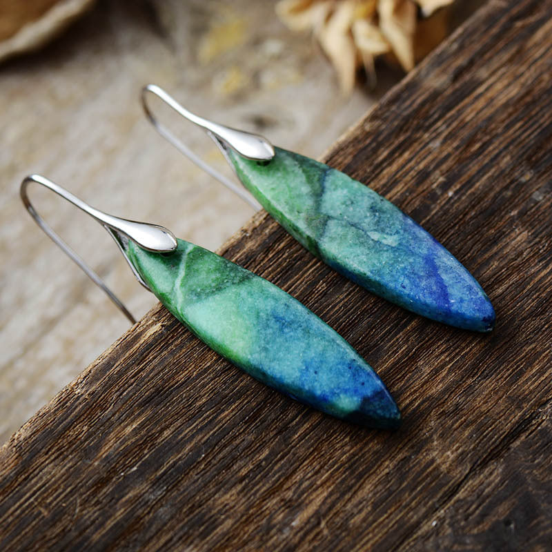 Copper & Natural Stone Earrings- 3 Colors (Blue, Green, Purple)