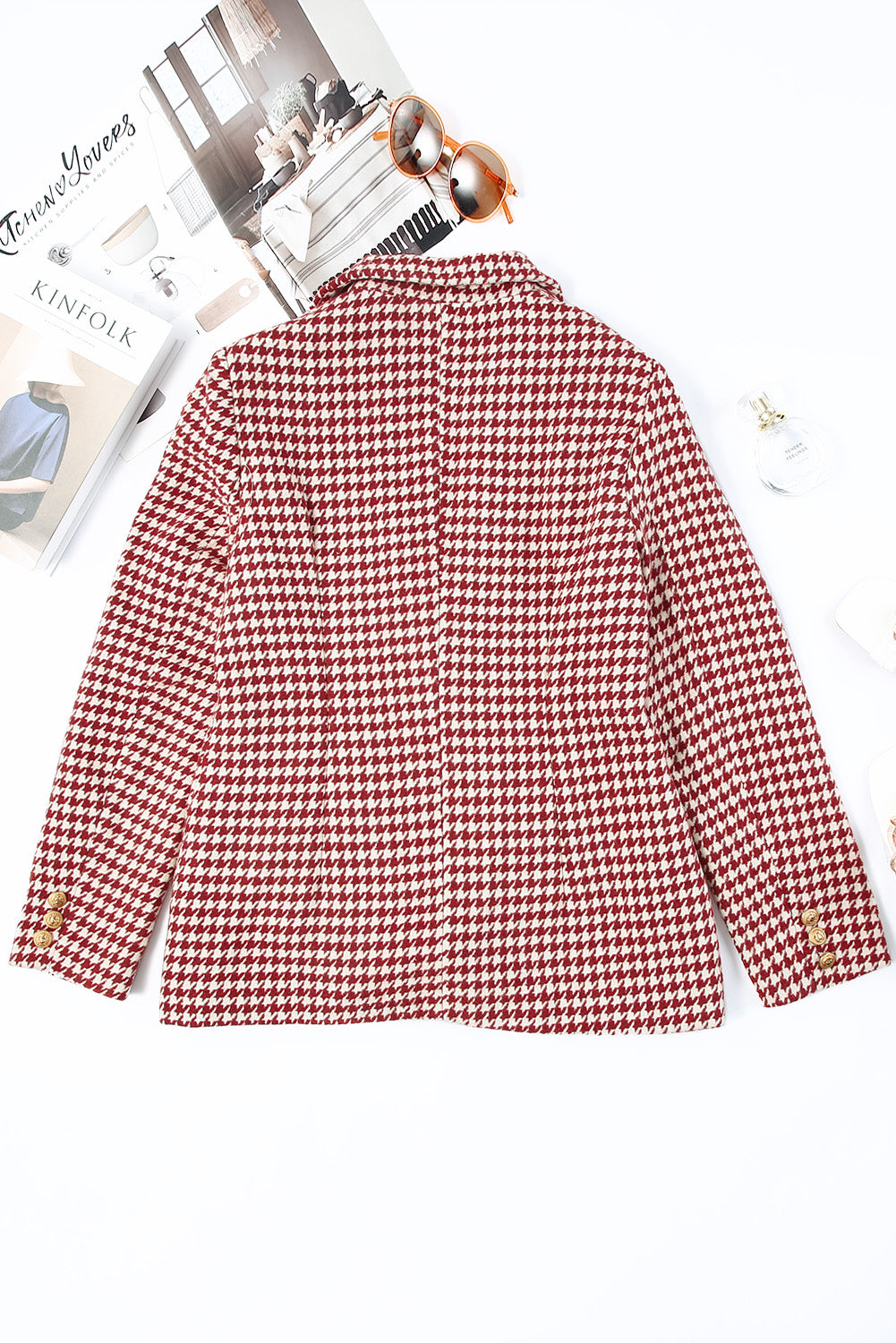 Houndstooth Double-Breasted Blazer