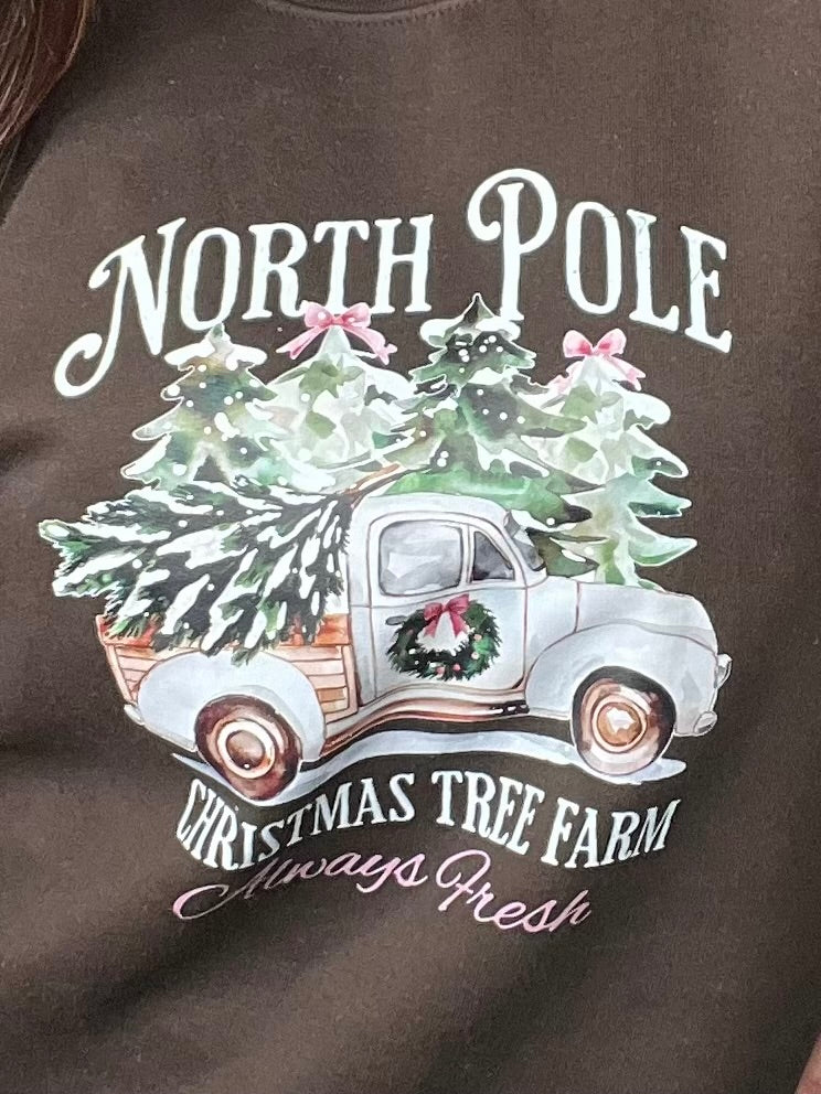 Vintage North Pole Crewneck- Brown