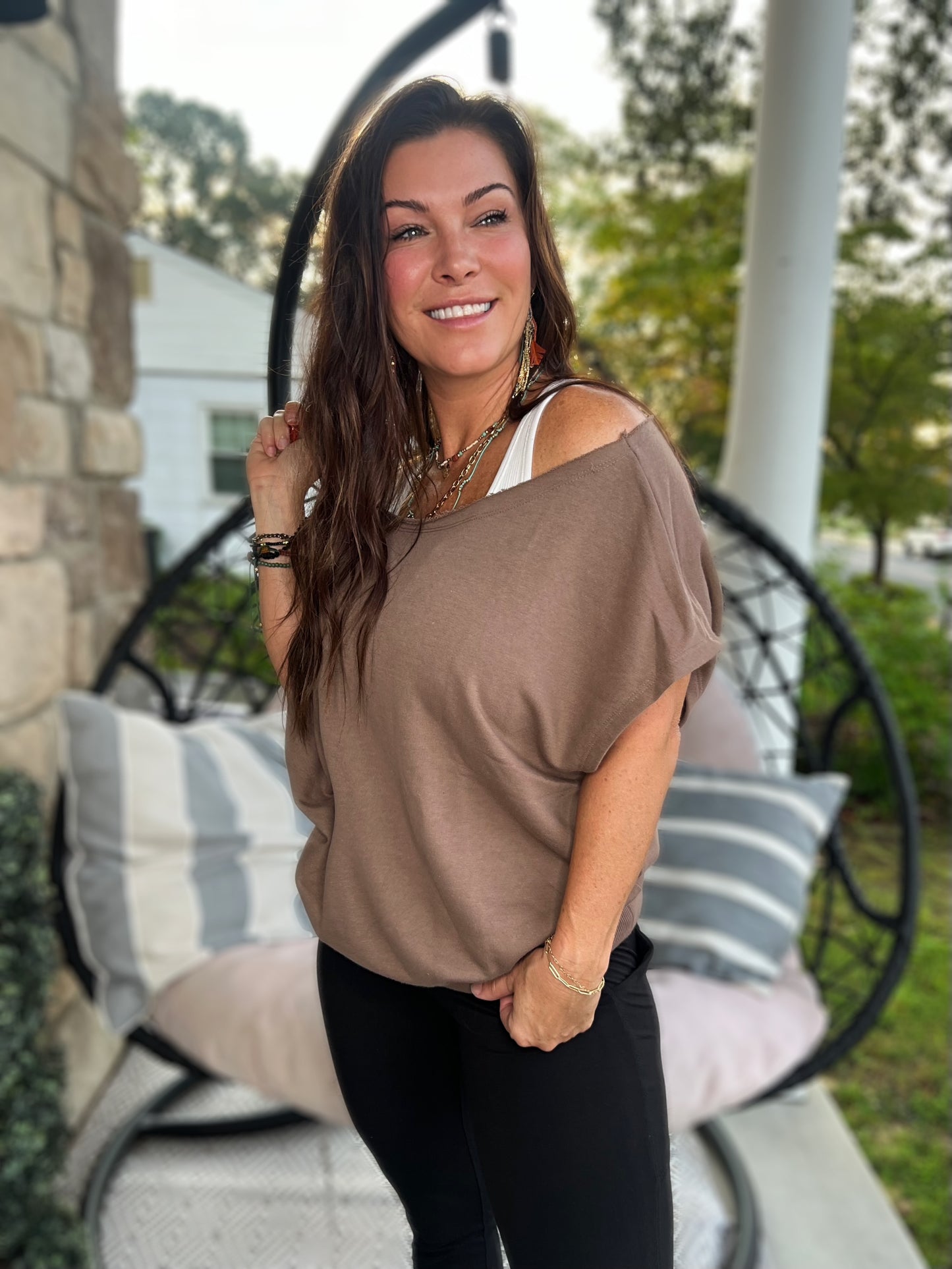 Trendy & Chic Top- Smoky Brown