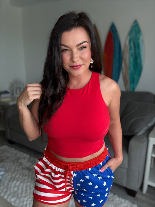 Racerback Cropped Tank- Red