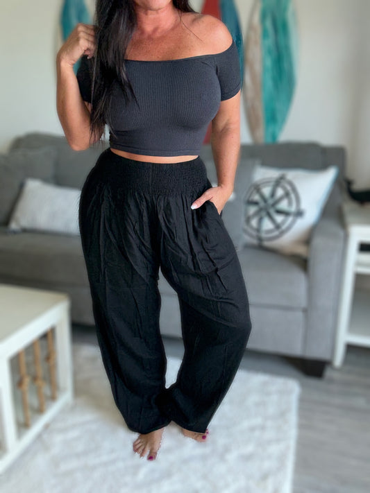 Mantras & Moonlight Harem Pants- Blackest Black 90209