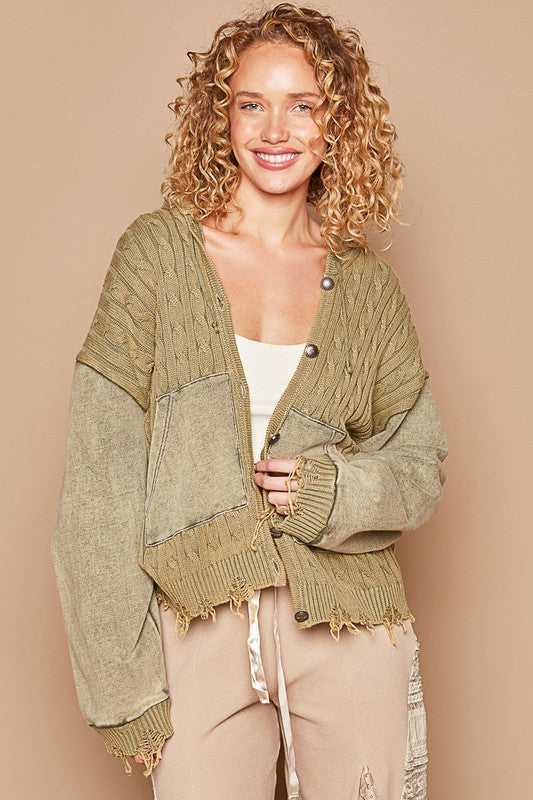 Olive Ambition POL Hooded Cardigan