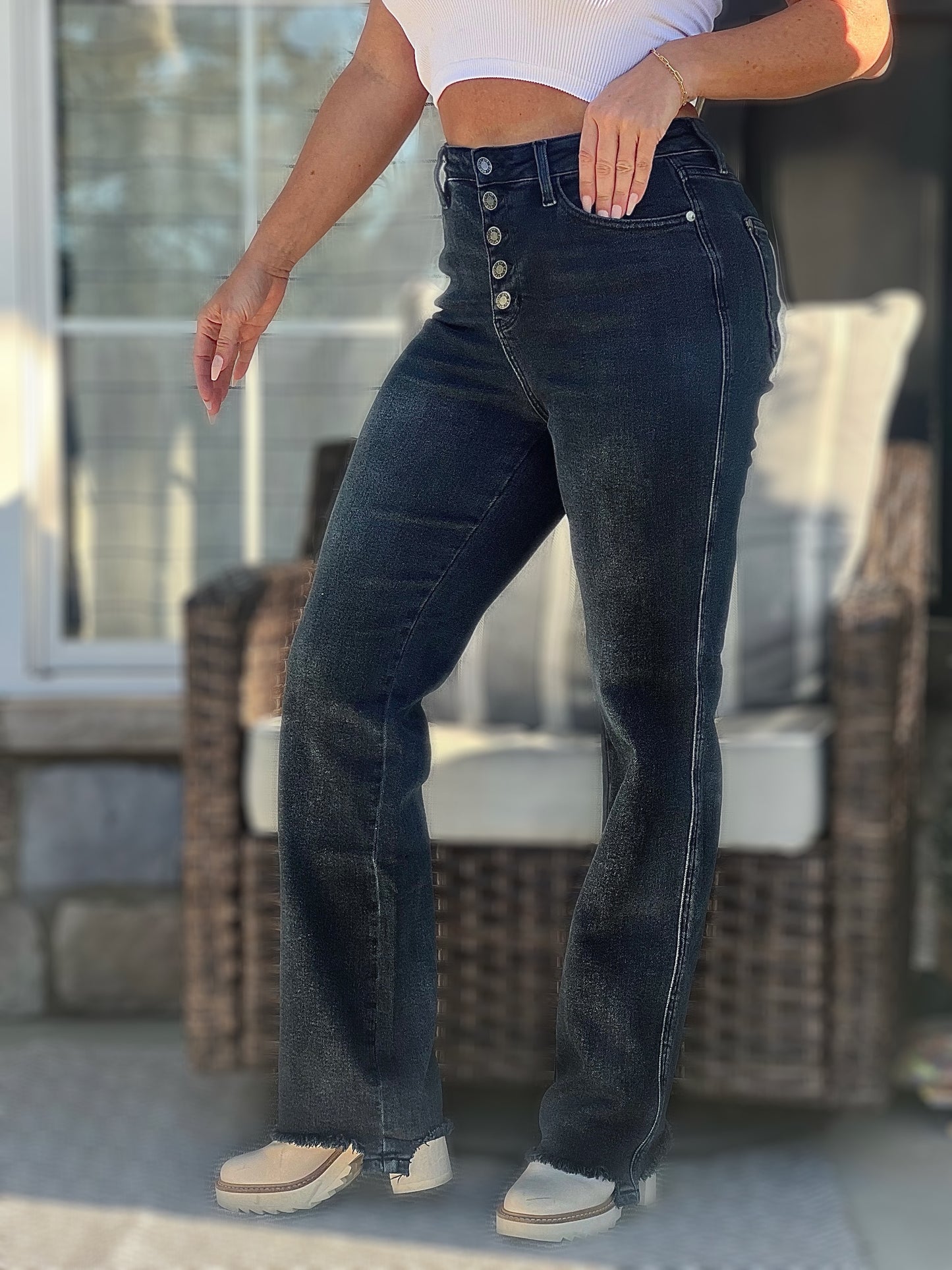 The Isabel- Button Fly Judy Blue Straight Leg Jeans