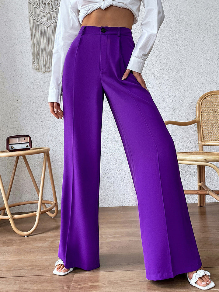 Dark Honey Wide Leg Pants- Deep Purple