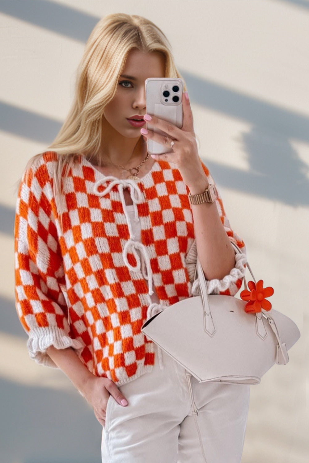 Tied Checkered Dropped Shoulder Cardigan- 7 Colors