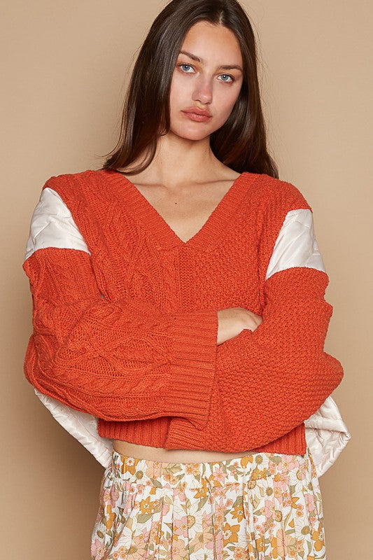 The Diva POL Cable Knit Quilted Sweater