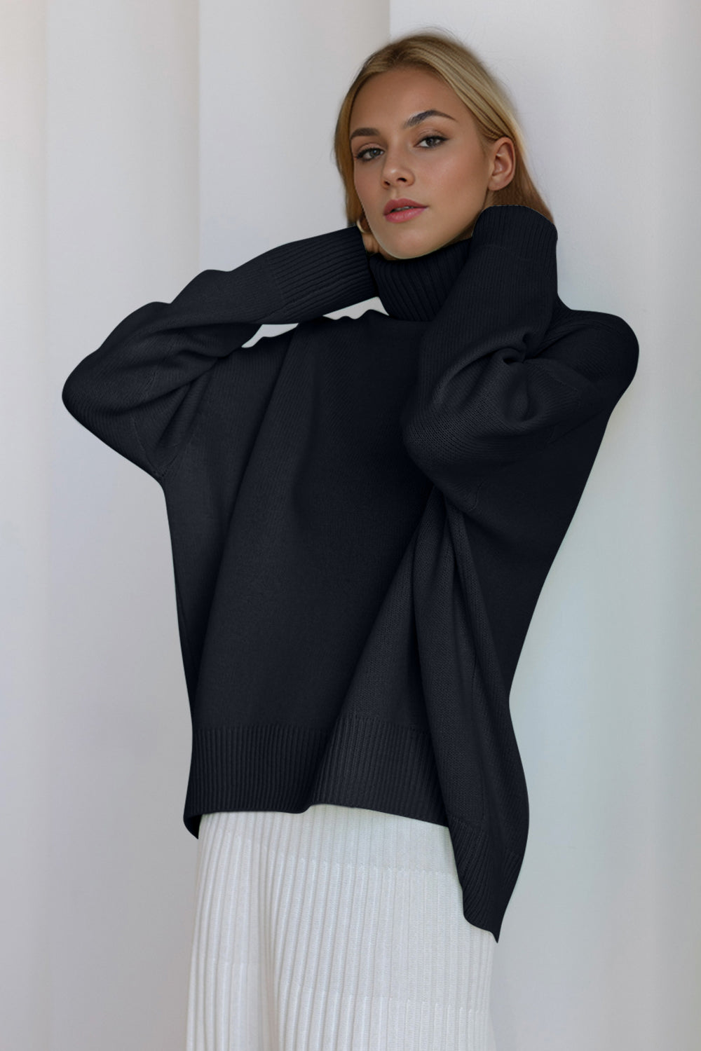 Turtleneck Dropped Shoulder Sweater- 12 Colors