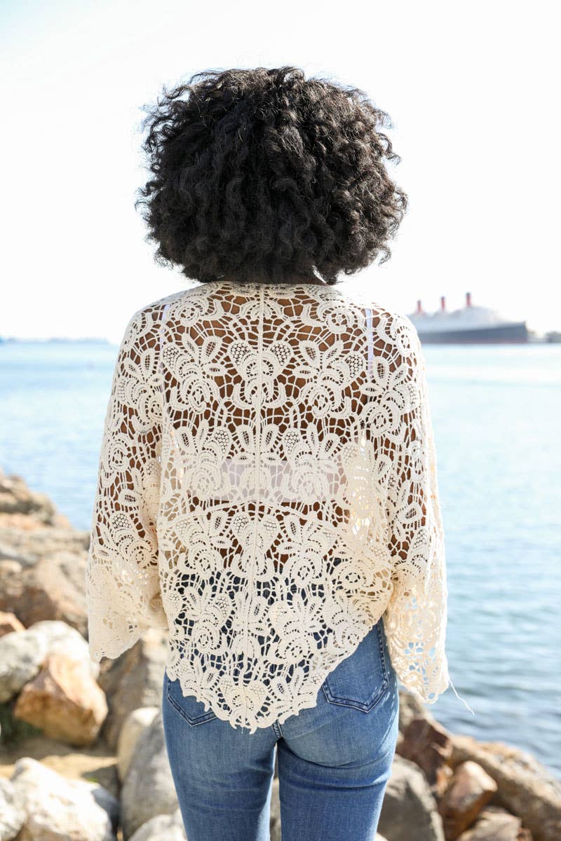 Summer Crochet Floral Petal Kimono Wrap ☀️: Mocha