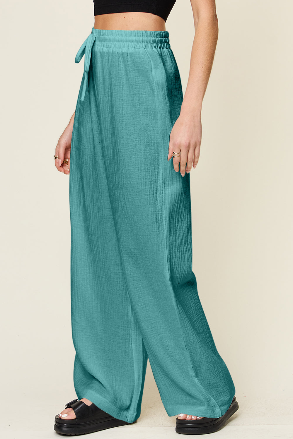 4 Color- Homebody Drawstring Wide Leg Pants