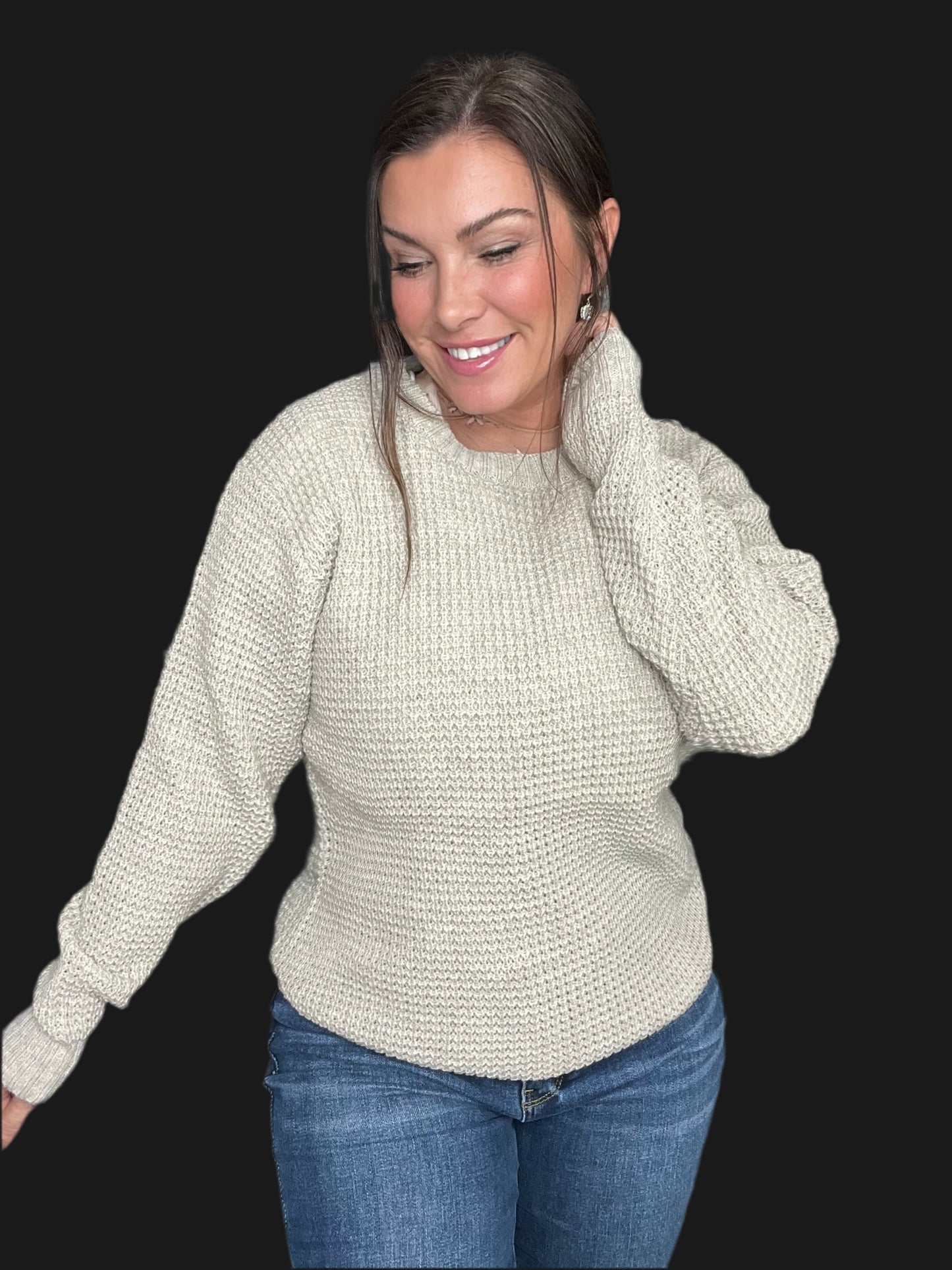 Chill Babe Waffle Long Sleeve- Beige