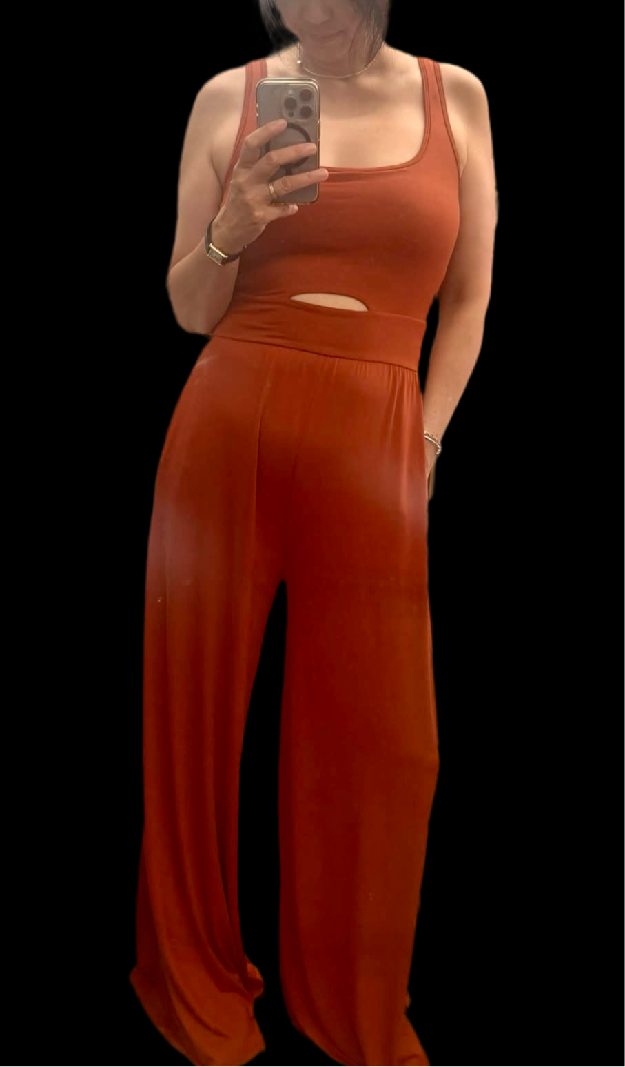 Tank Jumpsuit w/ Built in Bra- Rust