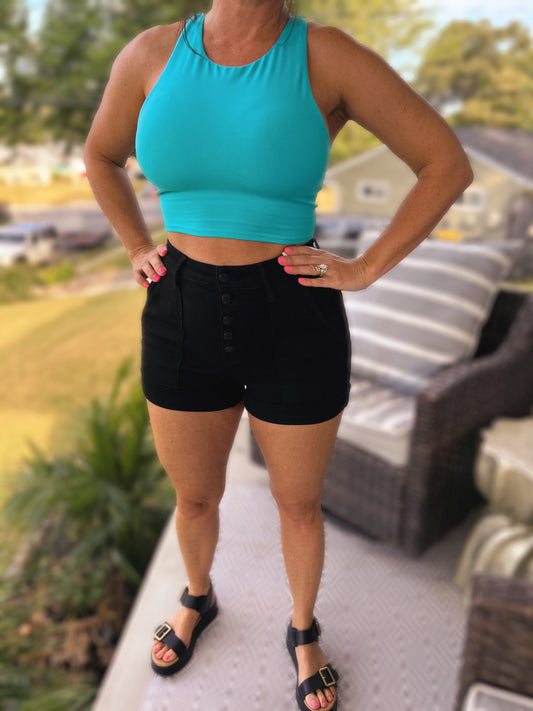 Black Button Fly Judy Blue Shorts