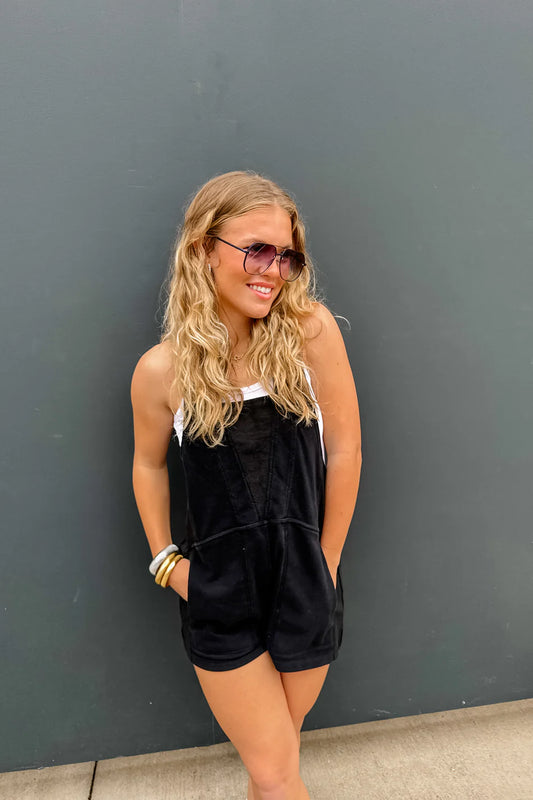 Beach Please Romper- Black