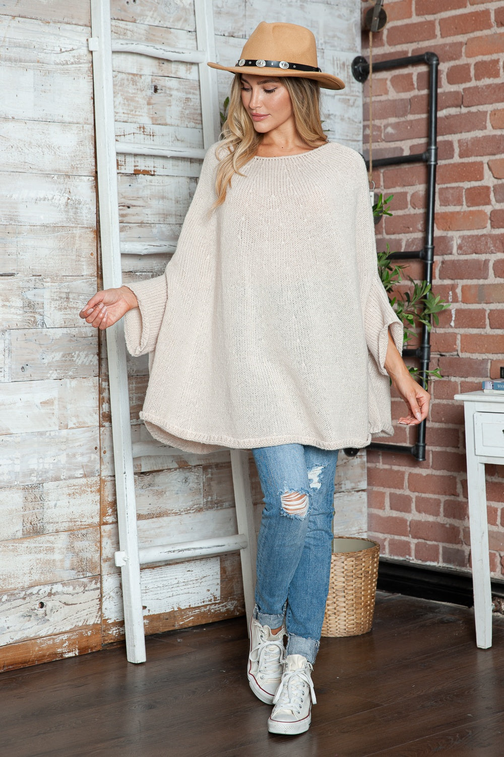 Batwing Sleeve Sweater- 5 Colors (Cream, Khaki, Deep Red, Blush, Gray)