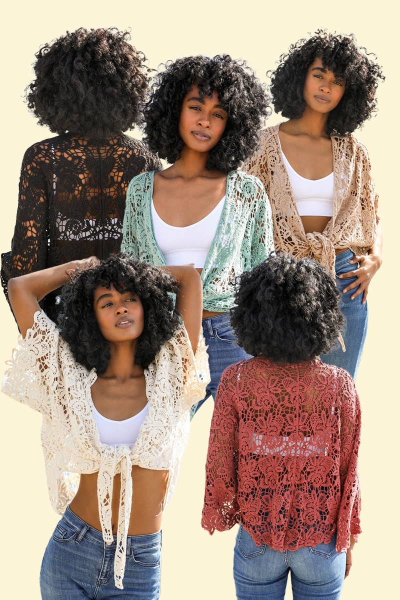 Summer Crochet Floral Petal Kimono Wrap ☀️: Mocha