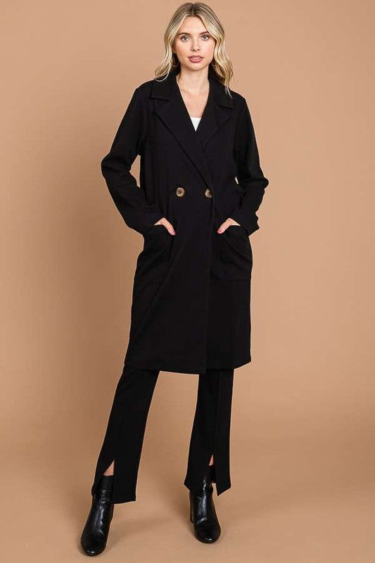 Work Flow Double Breasted Coat- Black