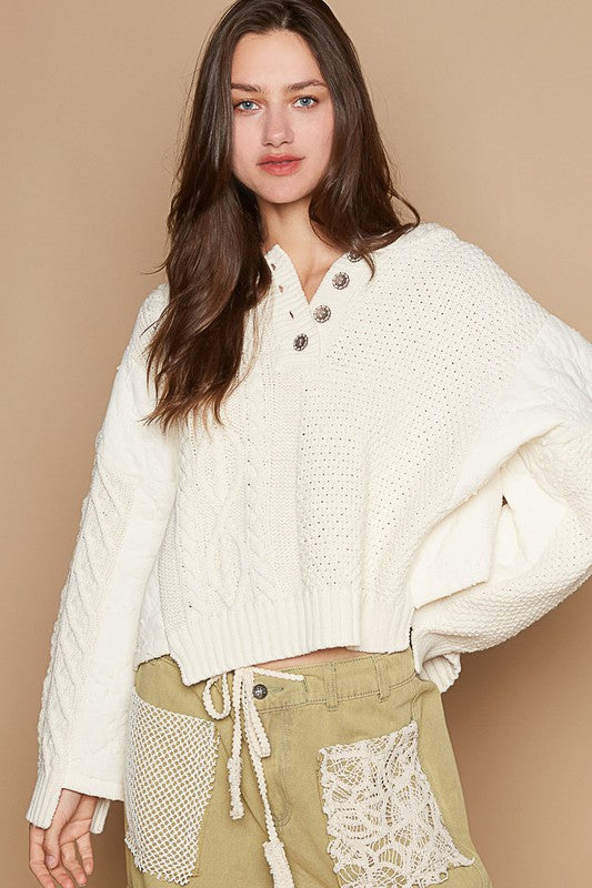 The Charmer POL Cable-Knit Hooded Sweater