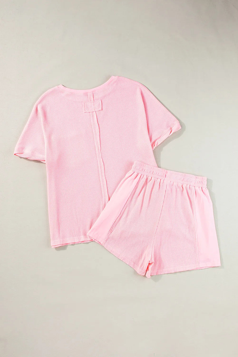 Stress Free Waffle-Knit Top and Shorts Set- 3 Colors (Pink, Black, Blue)