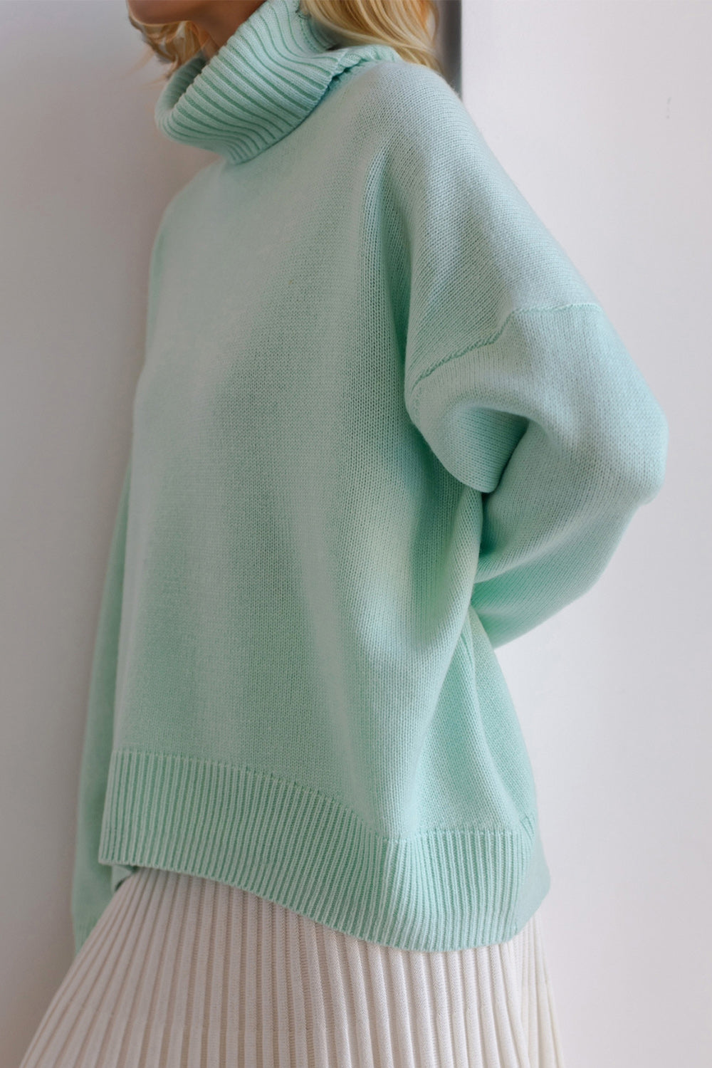 Turtleneck Dropped Shoulder Sweater- 12 Colors