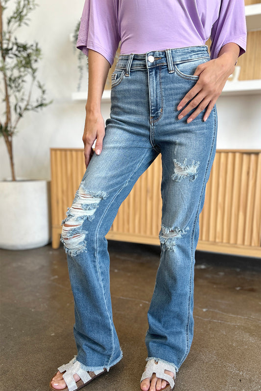 The Carrion- Distressed Raw Hem Bootcut Judy Blue Jeans