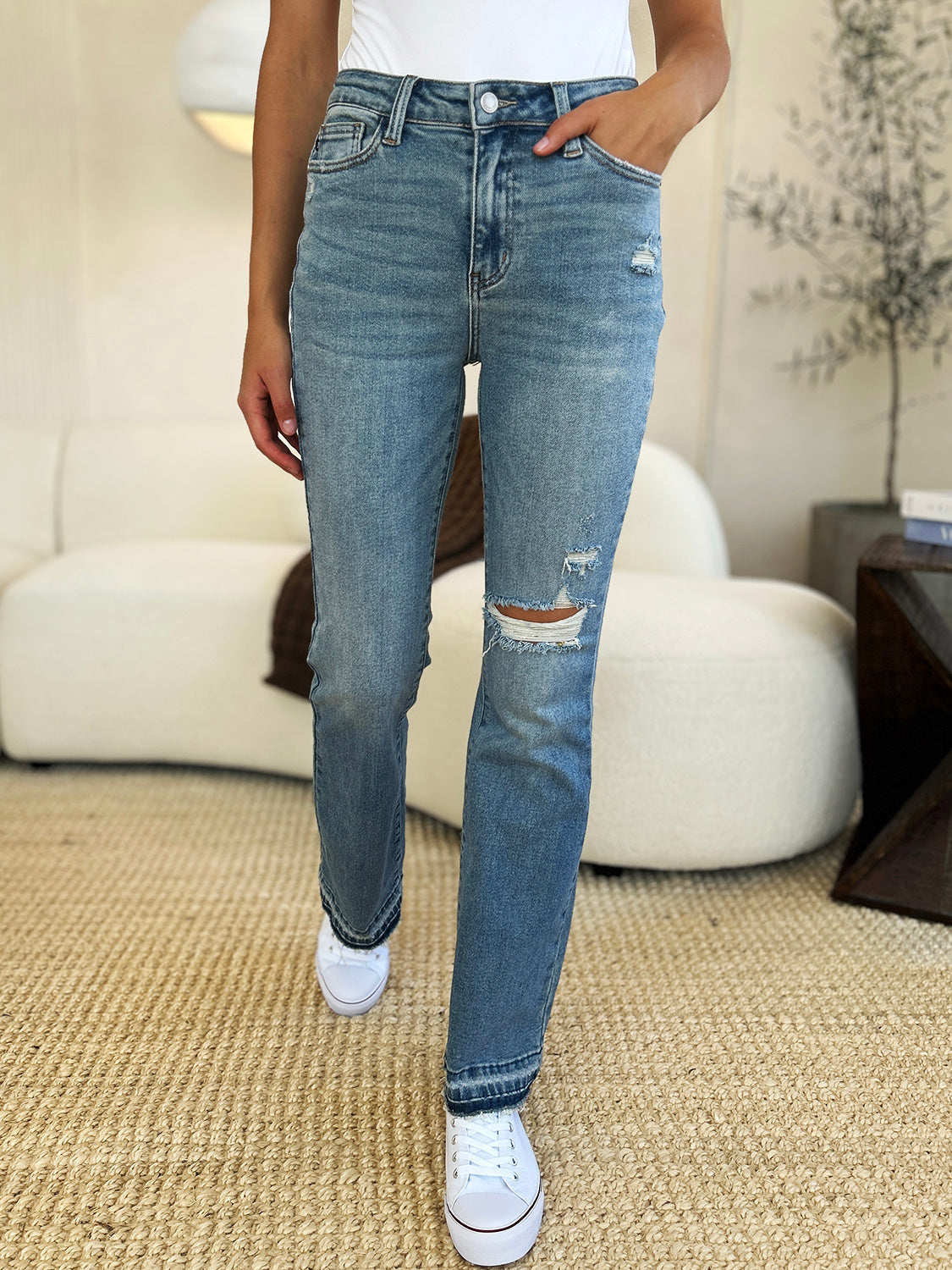 The Mason- Destroyed Hem Judy Blue Distressed Jeans